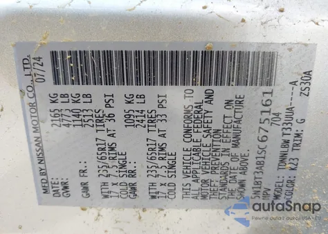 2025 Nissan Rogue S Intelligent Awd from USA, damaged, VIN 5N1BT3AB1SC675161